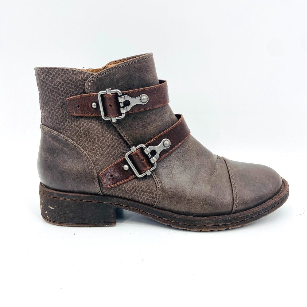 EUROSOFT by SOFFT Brown Distressed Faux Leather Steam Punk Ankle Boots Size 9